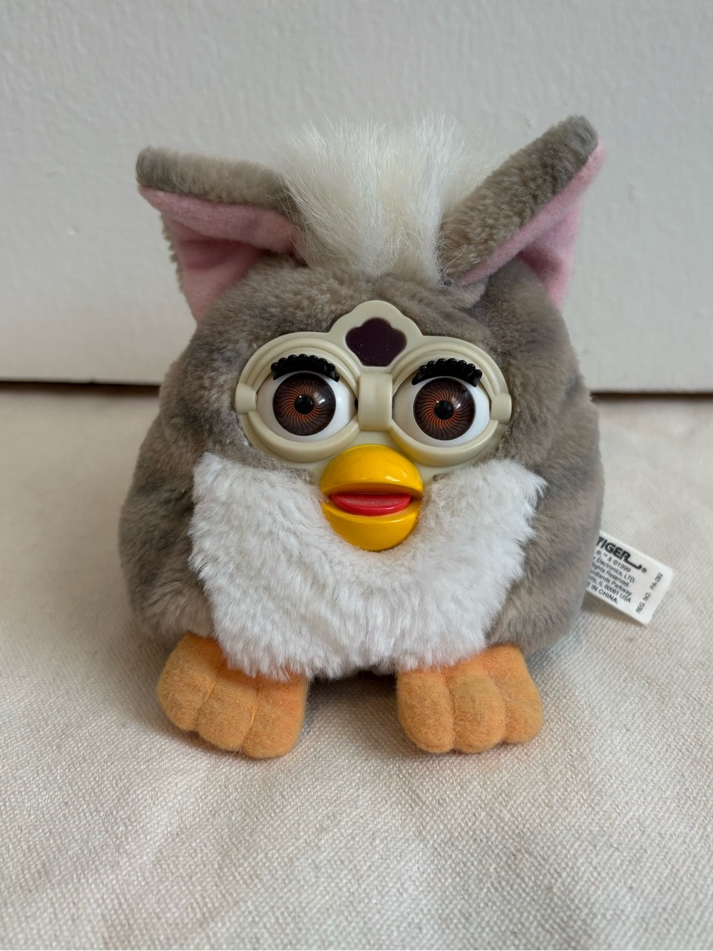Vintage 1999 Furby Buddies PLUSH Bean Bag Toy Gray/White Not Electronic
